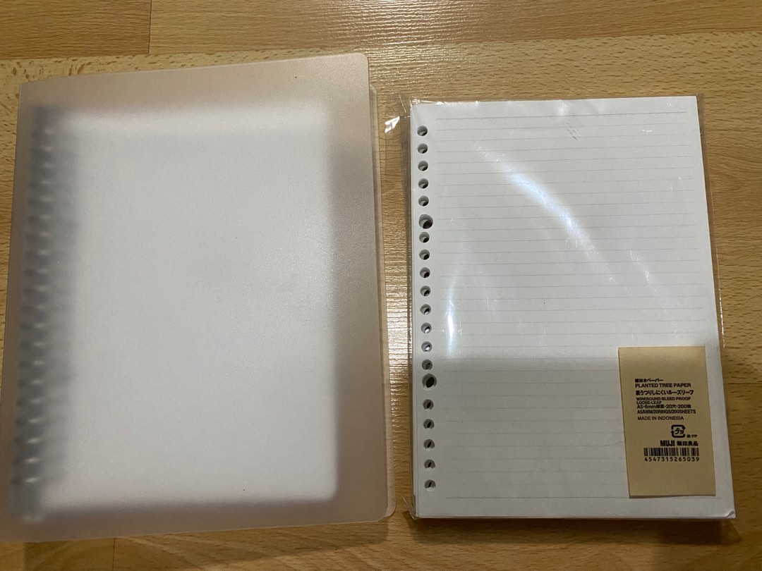 A5 muji notebook with loose leaf, Hobbies & Toys, Stationary & Craft