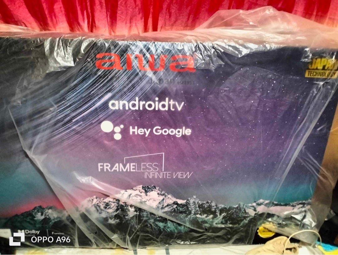 [BELOW SRP] Aiwa 43” Frameless Ultra HD Smart LED TV Android (Category: TV) located in Malabon City. Submitted by 777.aj (Listing ID 1280804442, Image 2). Description: Brand new po, nasa box pa. Selling way below SRP of ₱23,999! Model: Aiwa AW-G7H43 43” Frameless Ultra HD Smart LED TV ● Resolution: 1920 x 1080 ● Panel: CSOT ● Refresh Rate: 60Hz ● Viewing Angle: 170/170(typ) ● Brightness: 220 (typ) ● Contrast Ration: 4000:1 ● Response Time: 6.5ms 