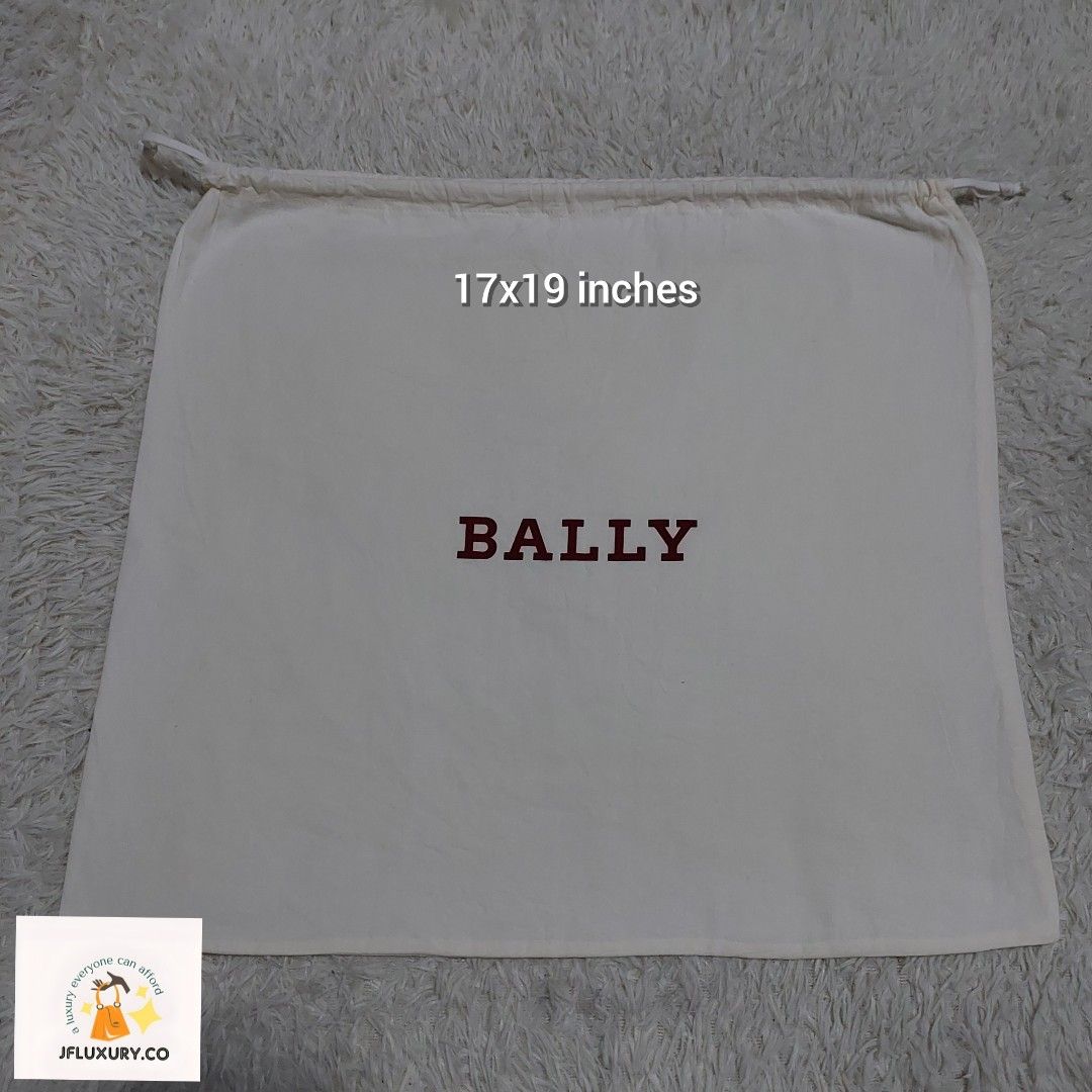 Authentic Bally dust bag 17x19 inches (Category: Luxury Bags & Wallets) located in Manila. Submitted by jfluxury.co (Listing ID 1280856674, Image 1). Description: excellent condition no flaws bought in Japan 🇯🇵 💯% Authentic. 😊 Money back guarantee. 😊 Clean and ready to use na po.