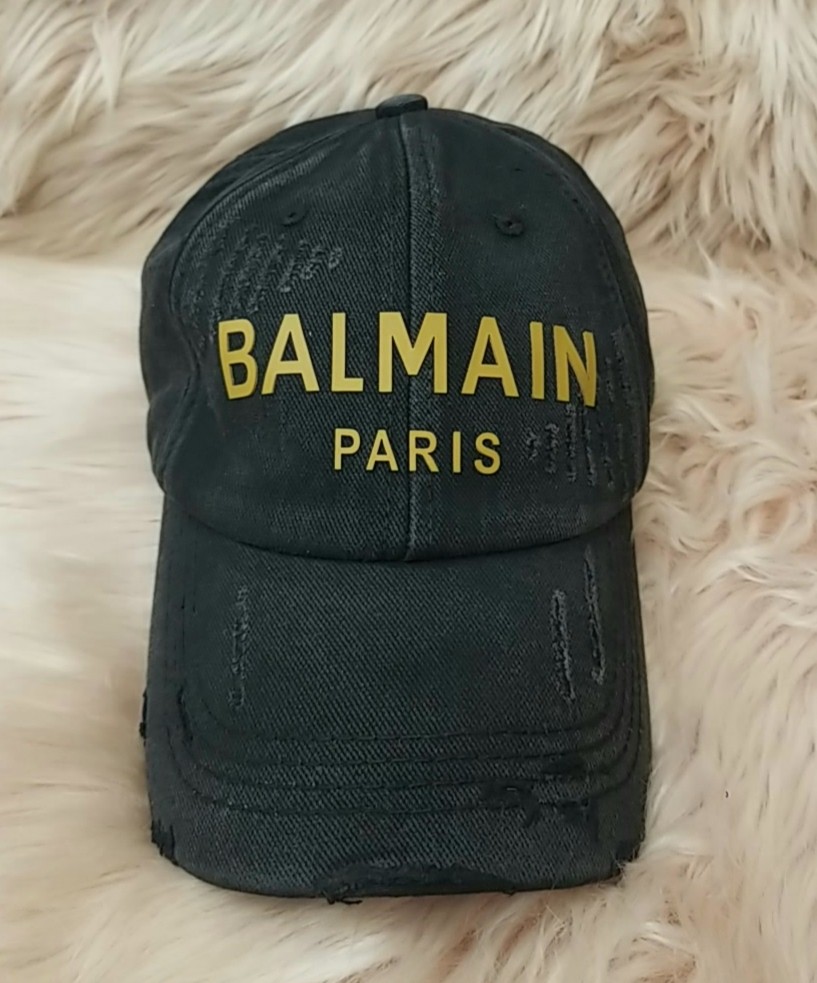 Authentic Balmain Paris Denim Distressed Baseball Cap, Men's Fashion ...