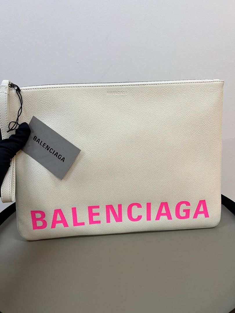 balenciaga clutch white