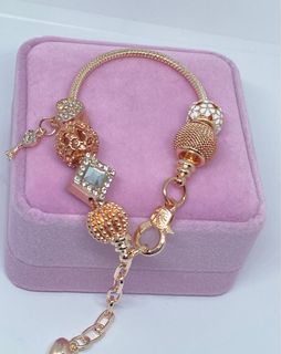 bangle charms rose gold bracelet with box