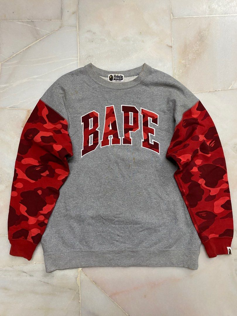 Bape red camo online crewneck
