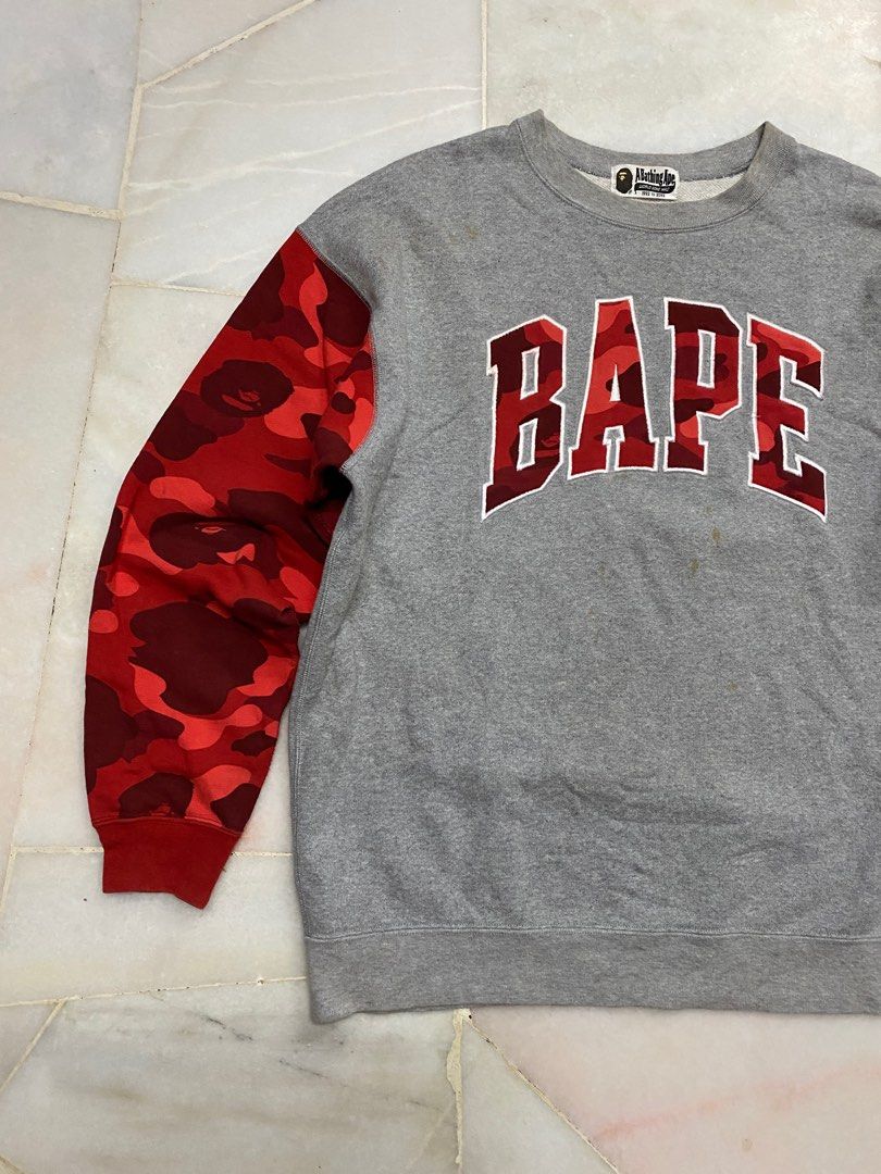 Bape red camo crewneck hot sale