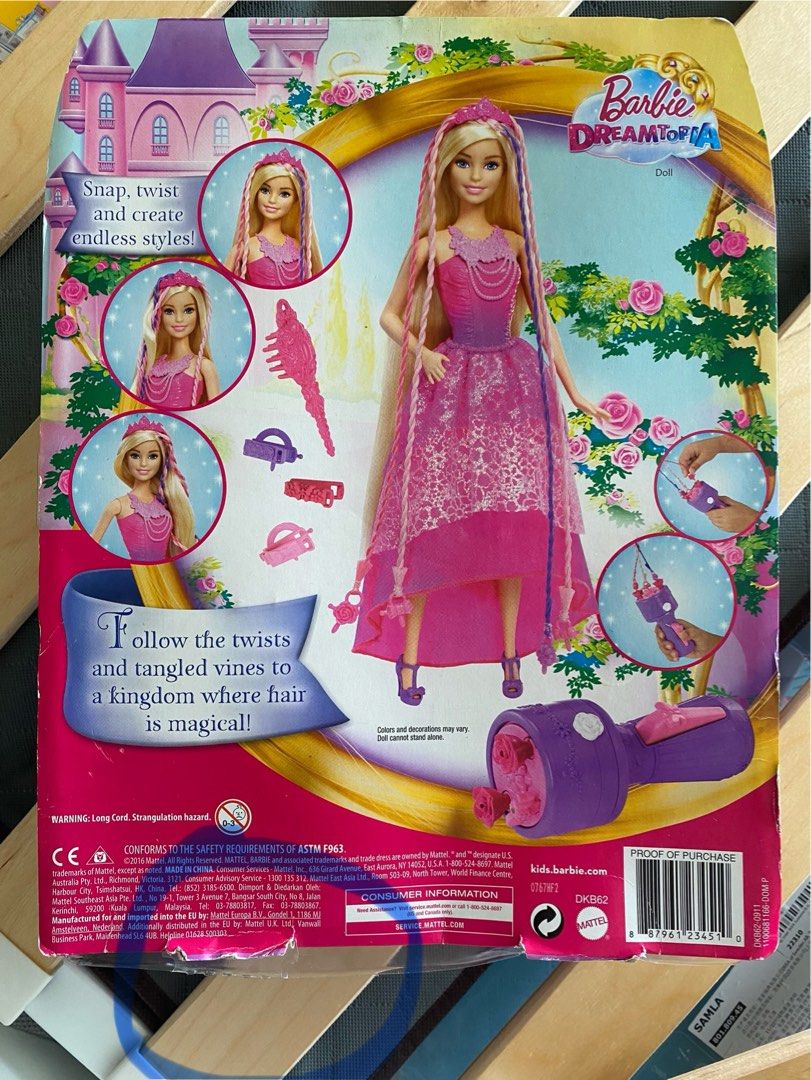 Barbie Dreamtopia Twist 'n Style Doll - Pink Hair With Rainbow Extensions, Styling Tool & Accessories, For Kids 3+