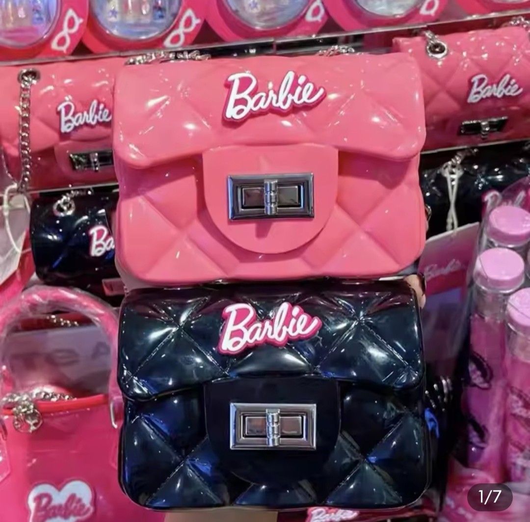 Barbie Jelly Sling Bag for Girls Black Pink