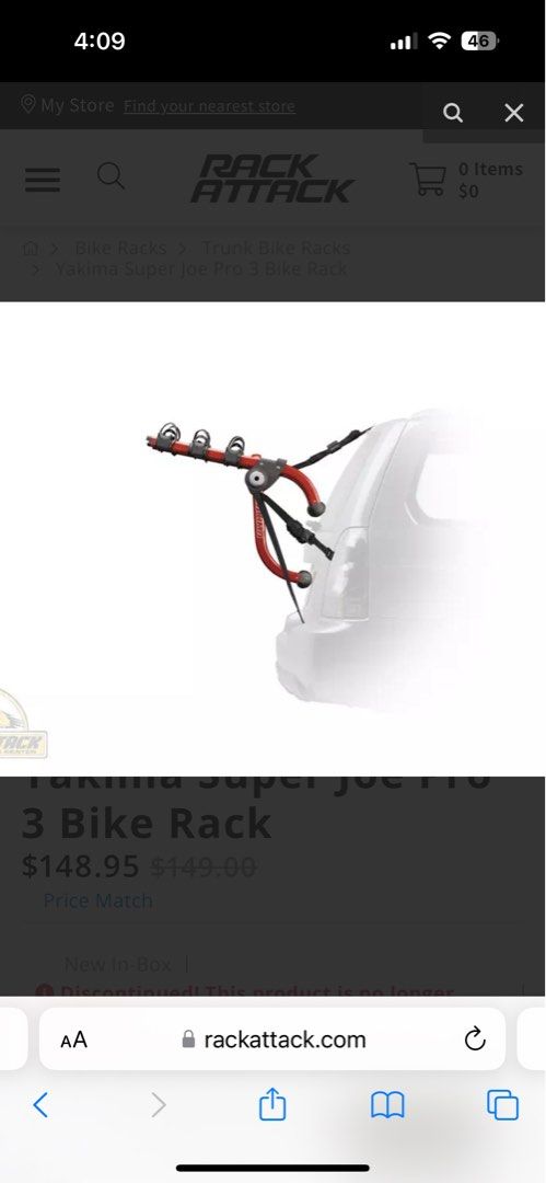 Yakima kingjoe pro 3 shop bike carrier black