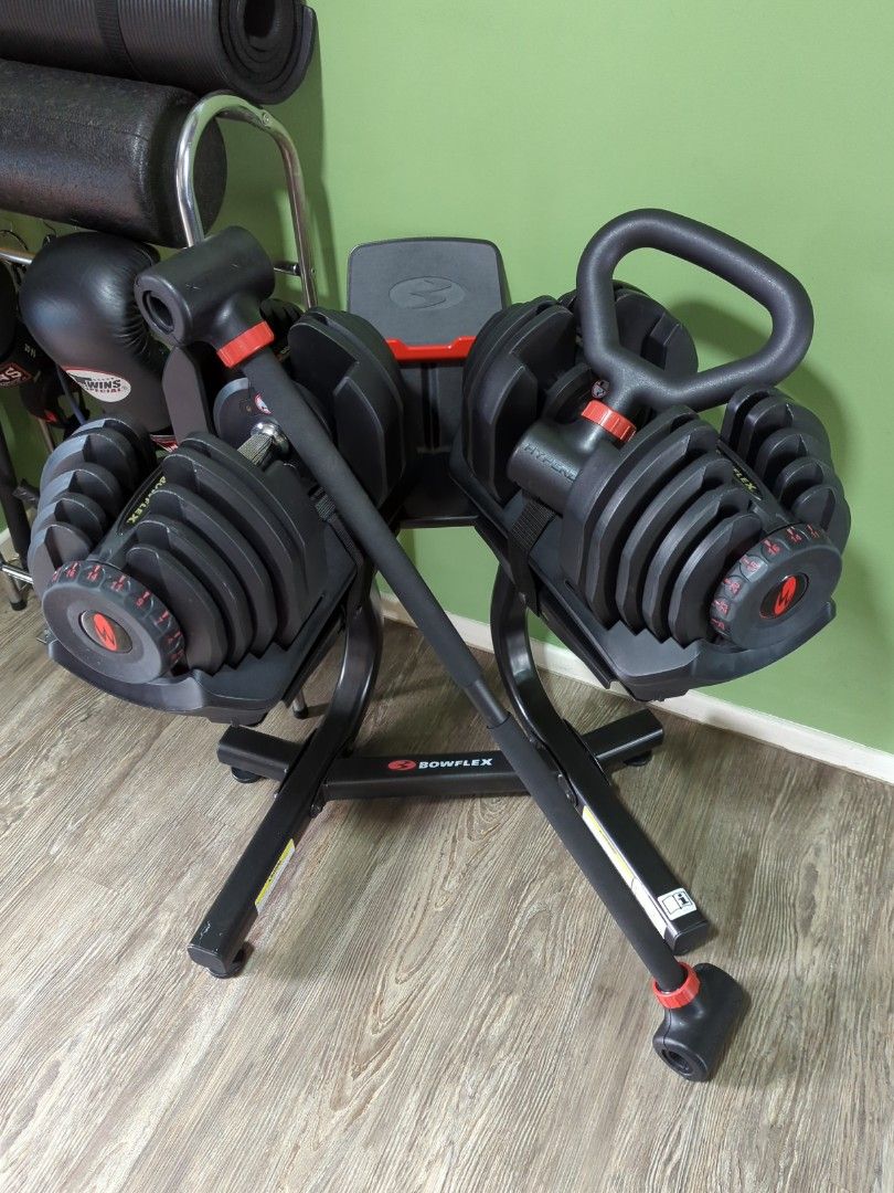 Bowflex adjustable dumbbells with Jayflex accessories, Sports Equipment ...