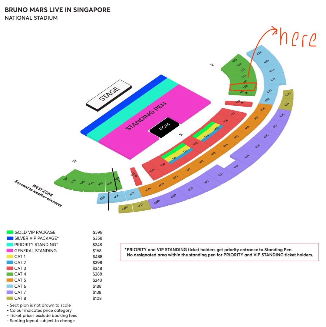 Bruno Mars 6 April 2024 2x CAT4 Tickets, Tickets & Vouchers, Event