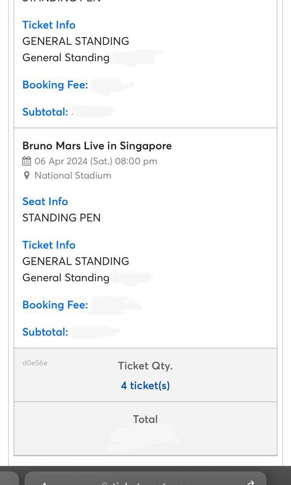 BRUNO MARS concert tickets (6th April 2024), Tickets & Vouchers, Event