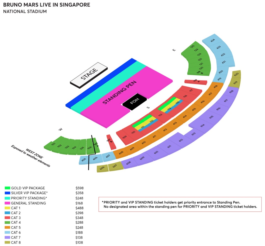 BRUNO MARS LIVE IN SINGAPORE (x6 CAT 3 tickets), Tickets & Vouchers
