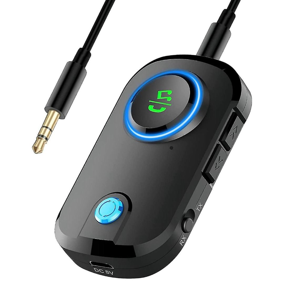 ByDiffer Dual Link Bluetooth 5.0 Audio Transmitter Receiver Sharing for up 2 Headphones 3 in 1 Aptx Low Latency Wireless Adapter Splitter for TV Airplane Car Home Stereo System Audio Portable Audio Ac...