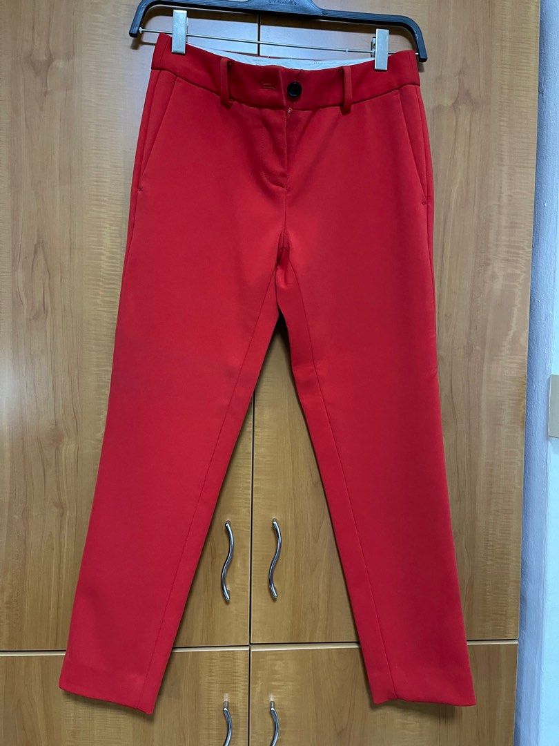 Calvin Klein Women s Highline Skinny Ankle Pants Red Size 34 Petite