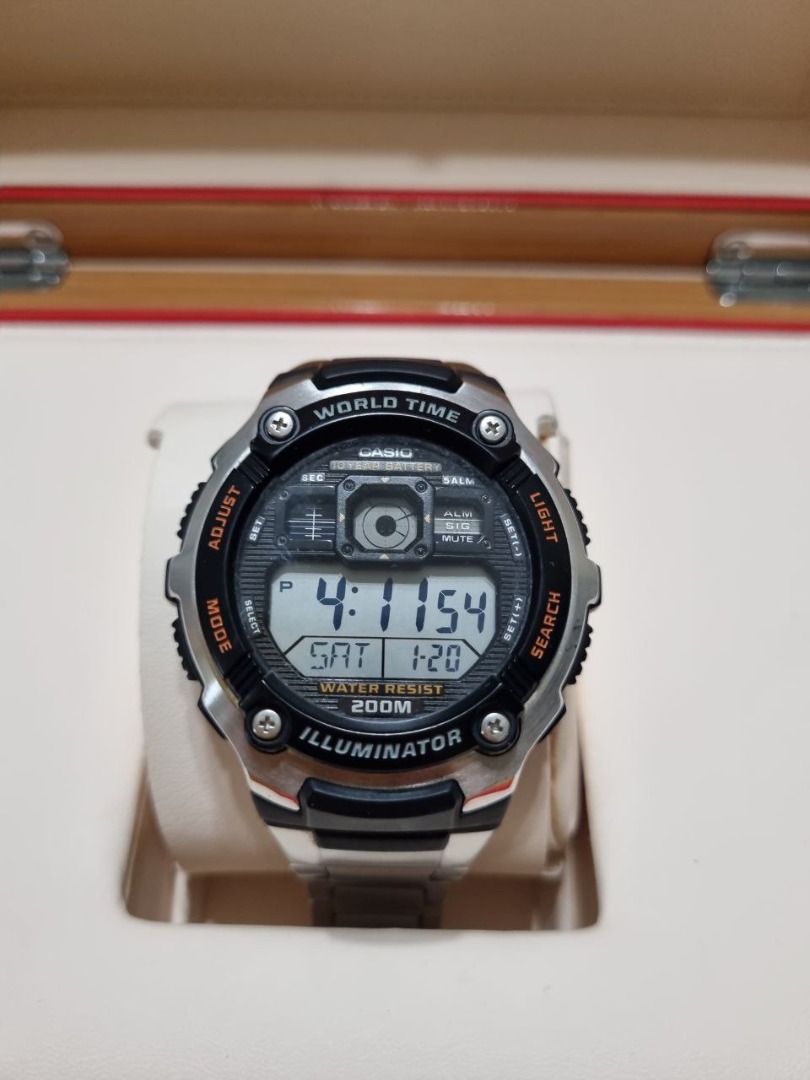 Casio 10 Year Battery World Time Illuminator (AE-2000W), Men's Fashion ...