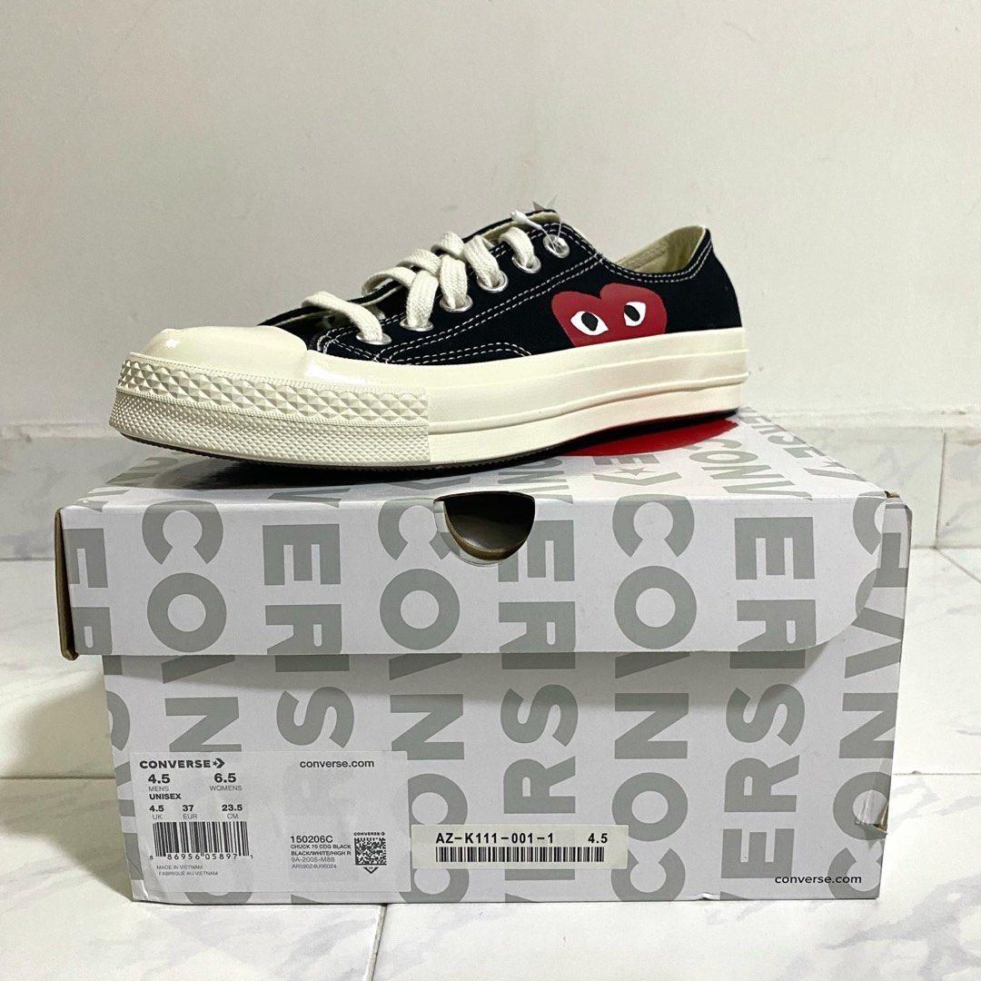 CDG Play X Converse Red Heart Chuck Taylor All Star 70 Low Black