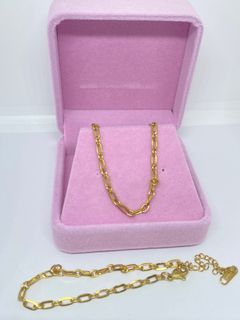 Chain bracelet and necklace gold set with jewelry box