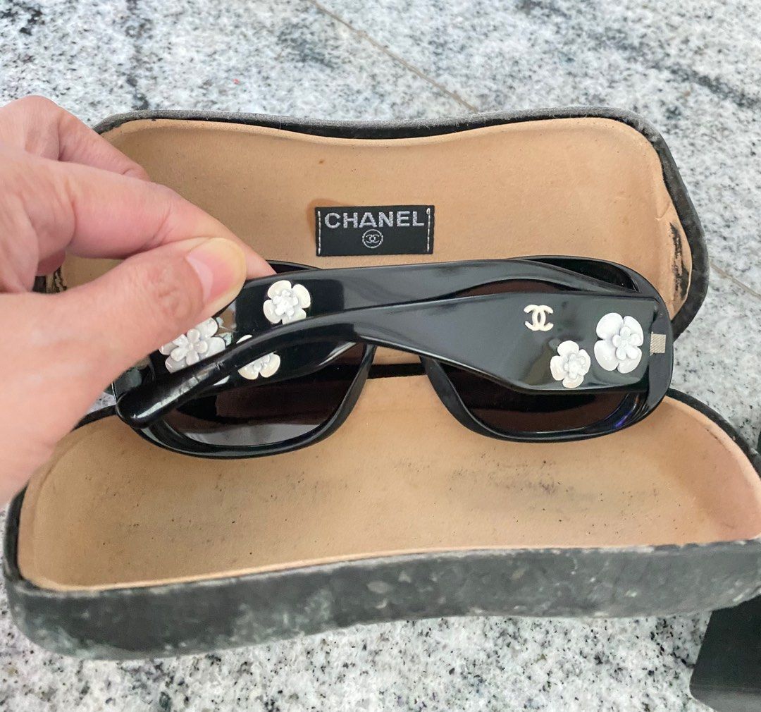 Vintage 90s CHANEL Camellia Brown Gold Flower Sunglasses with Original Case  | eBay