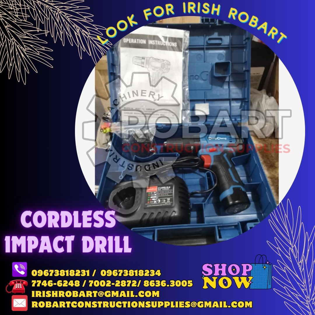 Cordless Impact Drill (Category: Construction Tools & Equipment) located in Manila. Submitted by irishrobart_22 (Listing ID 1280800779, Image 1). Description: Cordless Impact Drill 12v Adaptor & Socket Brand: Dong Cheng 12v w/ Ham Func SEND US MESSAGE FOR INQUIRIES ‼️‼️ LOOK FOR IRISH ROBART VBR : 0 9 6 7 3 8 1 8 2 3 1/ 0 9 6 7 3 8 1 8 2 3 4 LANDLINE 8-6 3 6 3 0 0 5 / 7 7 4 6 -6 2 4clevis hanger 8 / 7 0 0 2-2 8 7 2 GMAIL: I R I S H R O B A R T @ 