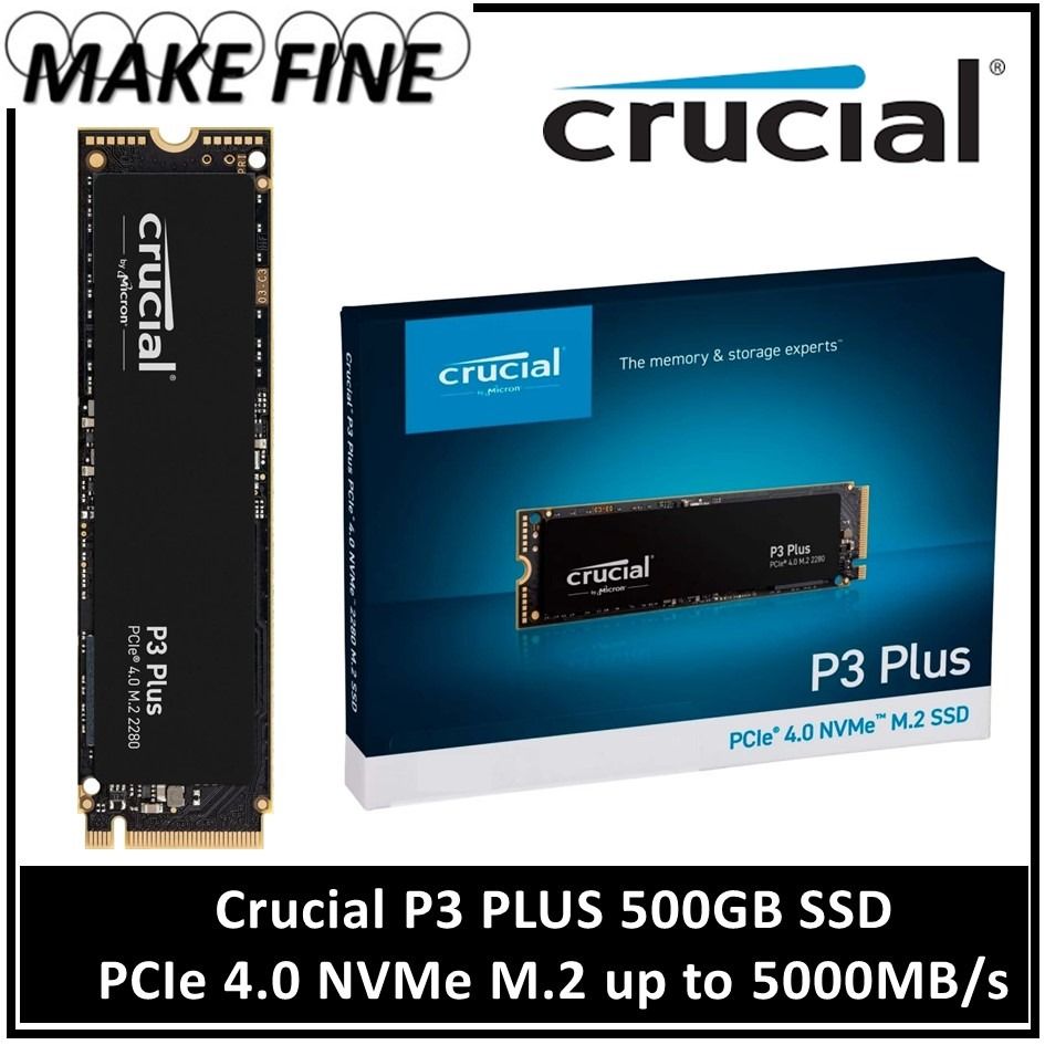 Crucial P3 Plus 2TB PCIe 4.0 3D NAND NVMe M.2 SSD, up to 5000MB/s