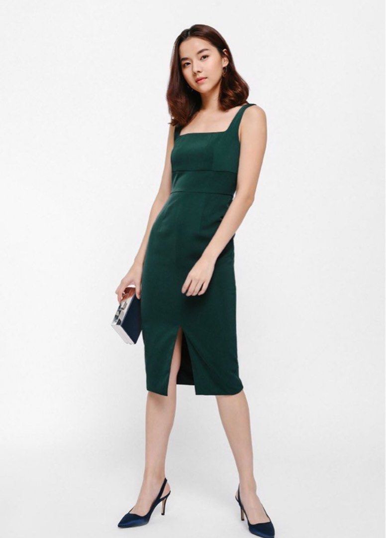 DEAL Love Bonito Dreothe Dress Forest Green Office Wear Feminine
