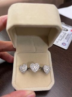 Diamond heart earrings and ring
