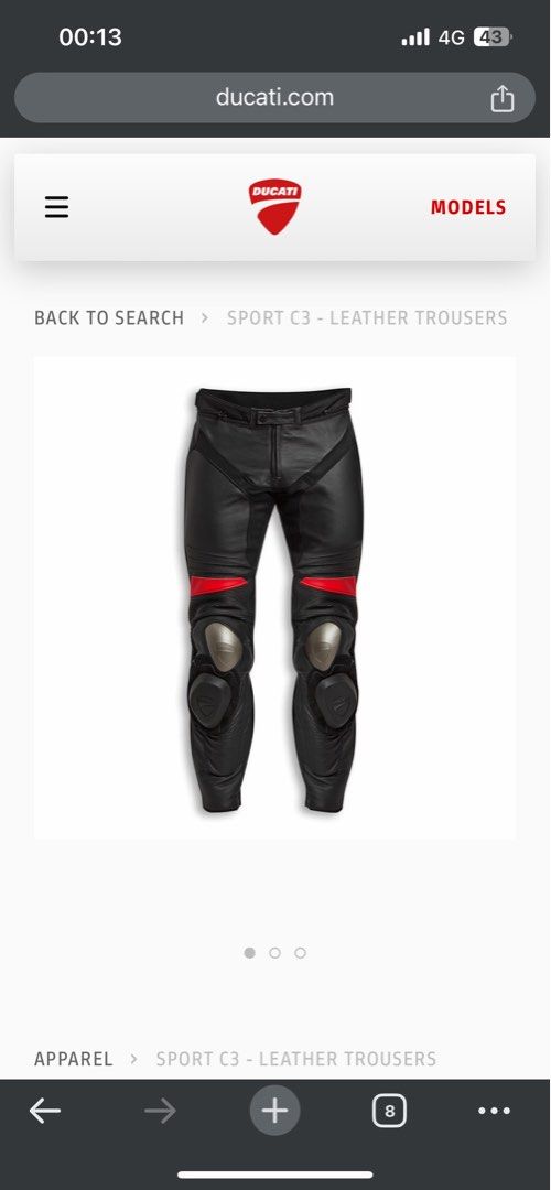 Dainese leather discount pants size chart