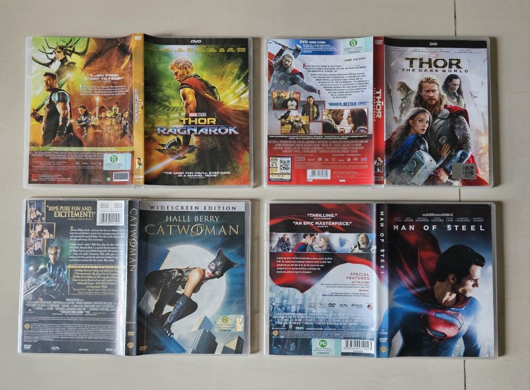 DVD,Spider-Man,Thor Ragnarok,Cat Women,Man Of Steel,Superman