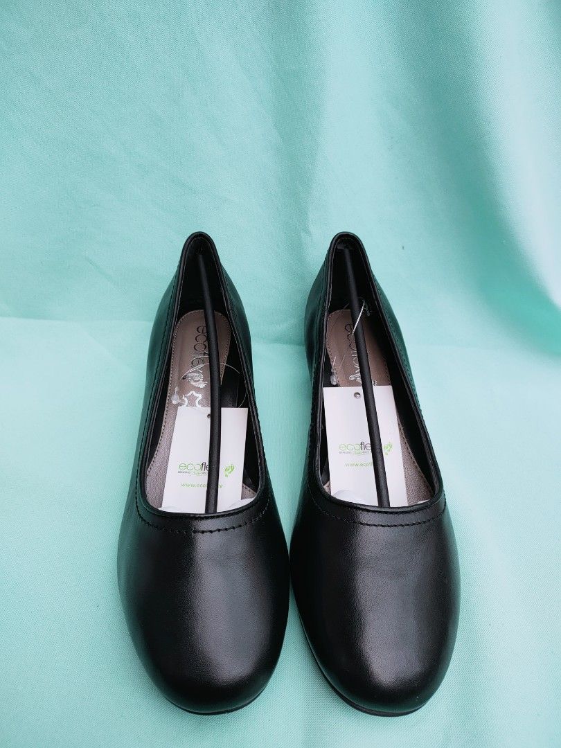 Ecoflex Leather Black Heels (Cabin crew Shoes), Women's Fashion ...