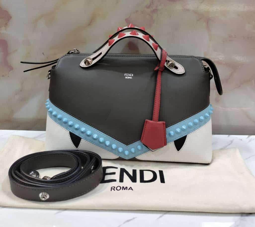 Fendi BTW Medium Sleepy Monster Multicolour Studded SHW With clochette strap db