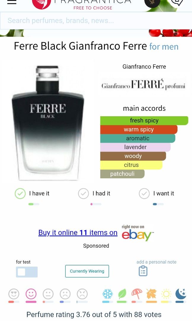 Ferre Black Gianfranco Ferre 100ml Beauty Personal Care
