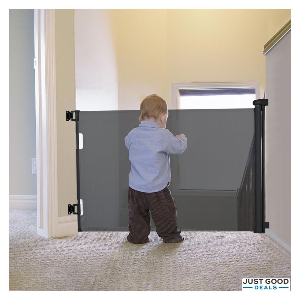 Fijinhom Retractable Baby Gate Indoor Outdoor Safety Gate for Baby and Pet Extends to 71 Wide 35 Tall Child Safety Gate Mesh Gate for Stairs Doorways Hallways Black 35 Tall 71 Wide Babies
