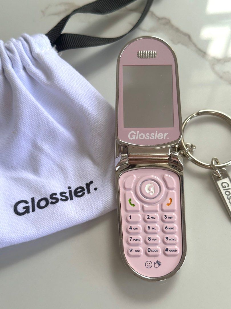 Glossier Flip Phone Keychain LA Exclusive, Beauty & Personal Care, Face