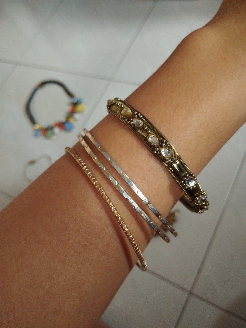 Gold and silver top bangles