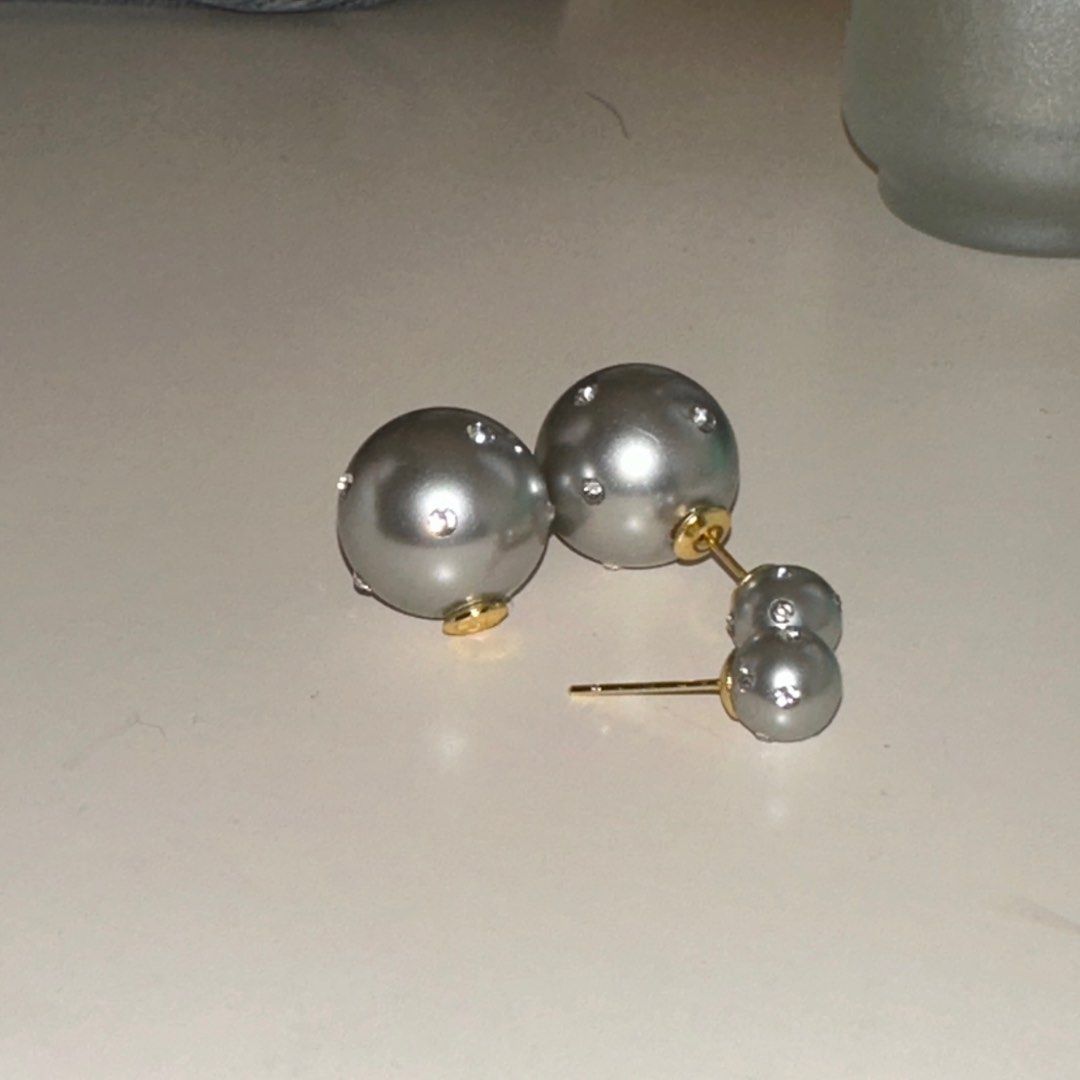 Double pearl shop stud earrings