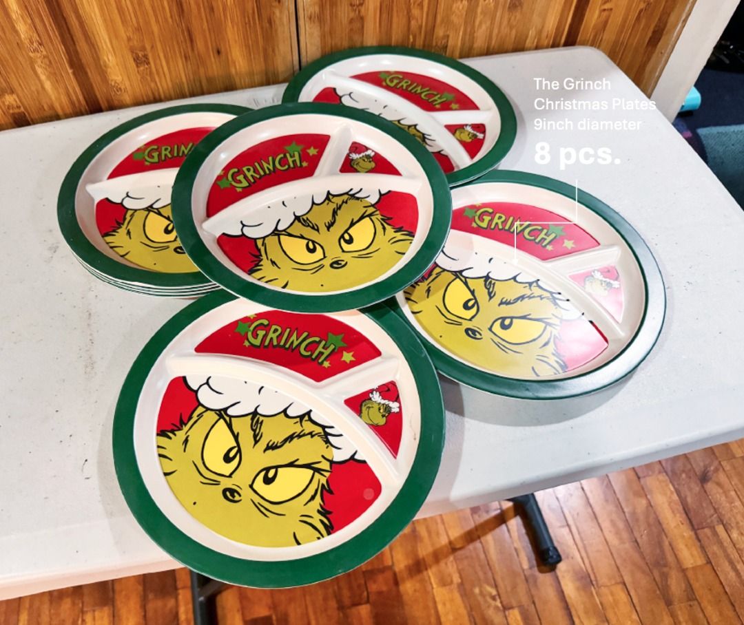 Grinch Plates, Furniture & Home Living, Kitchenware & Tableware, Dinnerware & Cutlery on Carousell