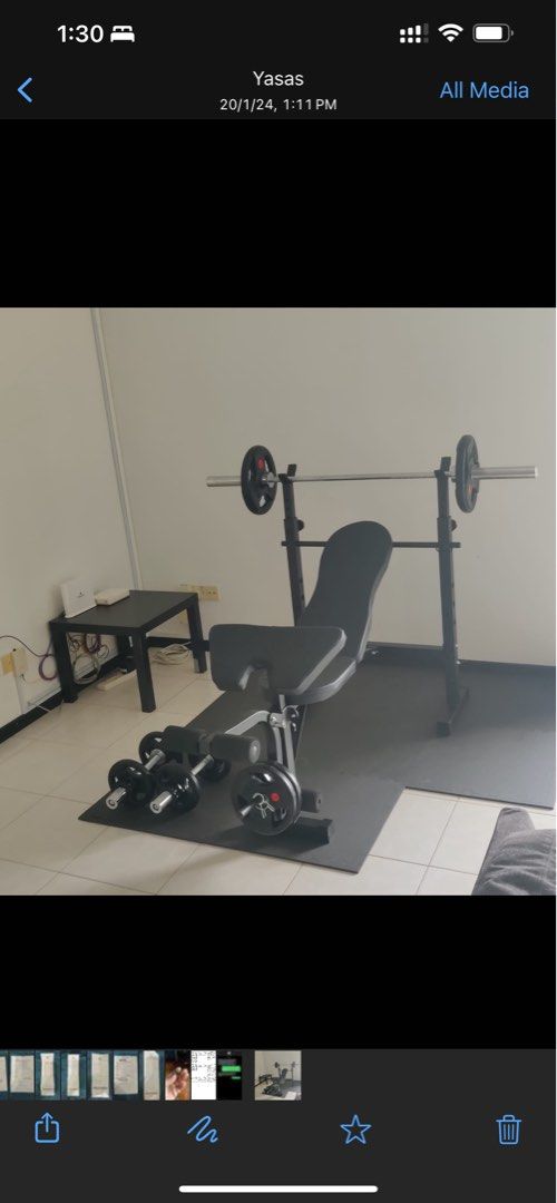 Gym bench and shop weight set