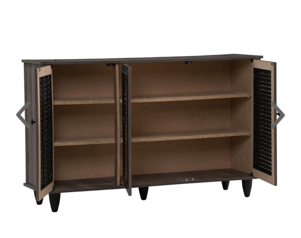 HipVan Aveleen 3 Door Shoe Cabinet Fleton Oak Furniture Home