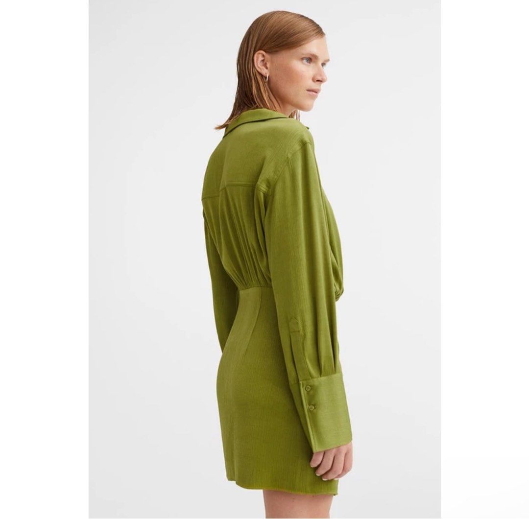 h&m green short dress H&M Green Mini Dress – Circular Clothing Co