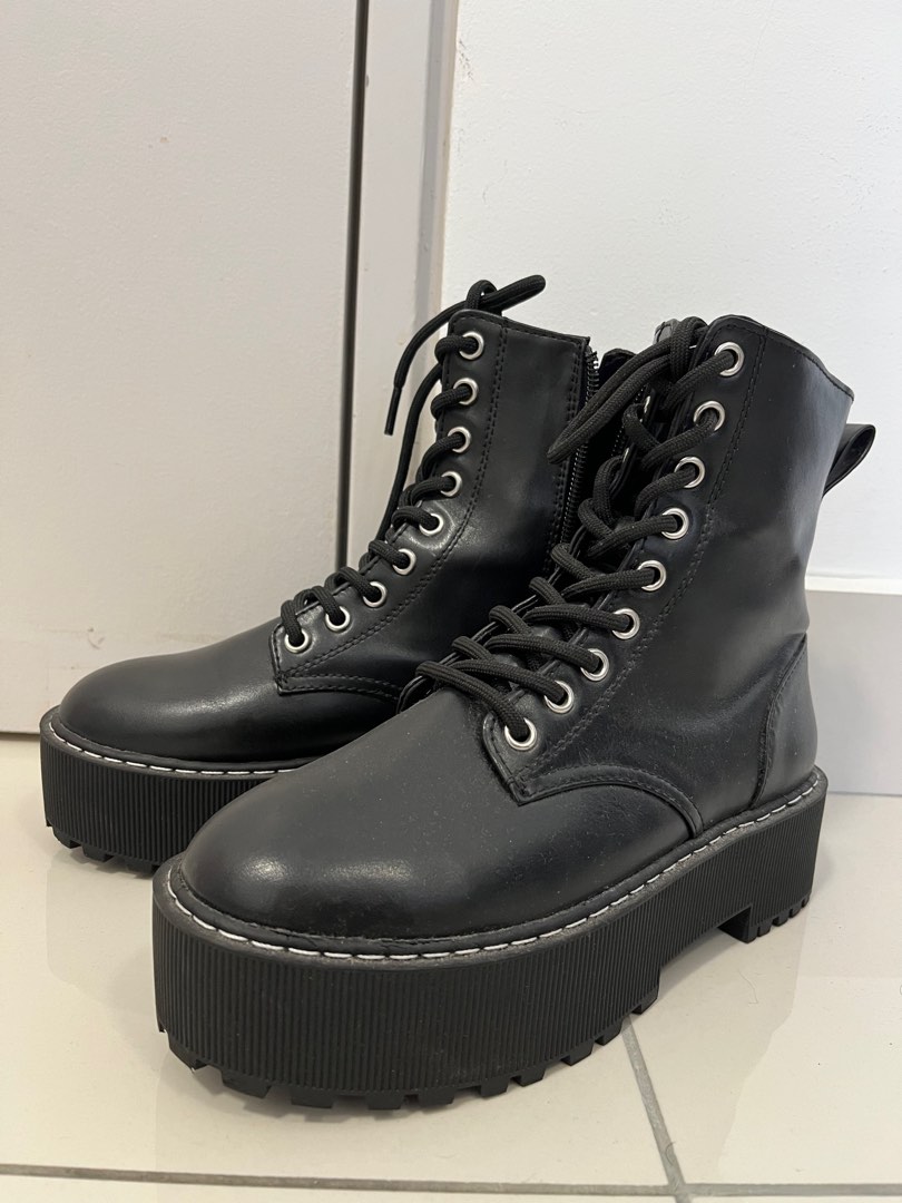 Black platform shop boots h&m