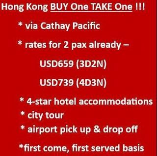 Hong Kong Buy 1 Take 1 via Cathay Pacific!!!