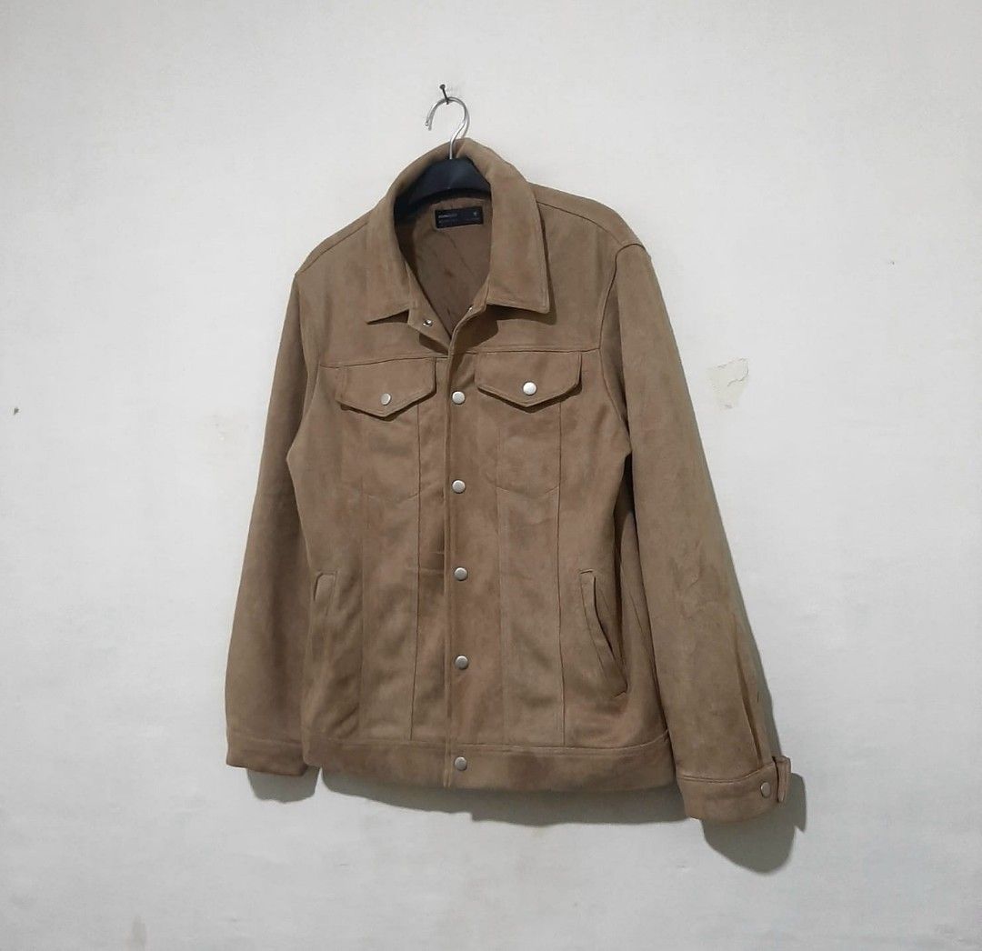 Jaket trucker brown suede Coklat velvet halus adem keren x levis