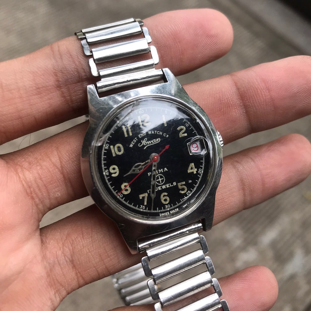 Jam tangan vintage military sowan west and Watch Automatic antik kuno ...