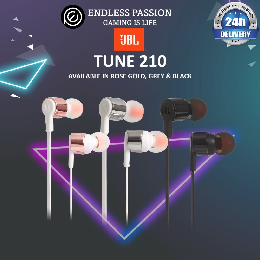 JBL TUNE210 IN-EAR WIRED HEADPHONE (BLACK/GREY/ROSE GOLD), Audio ...