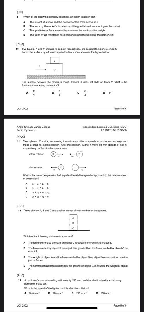 JC A LEVEL H2 PHYSICS NOTES SUMMARY MCQ PRACTICAL RESOURCES QUESTIONS ...