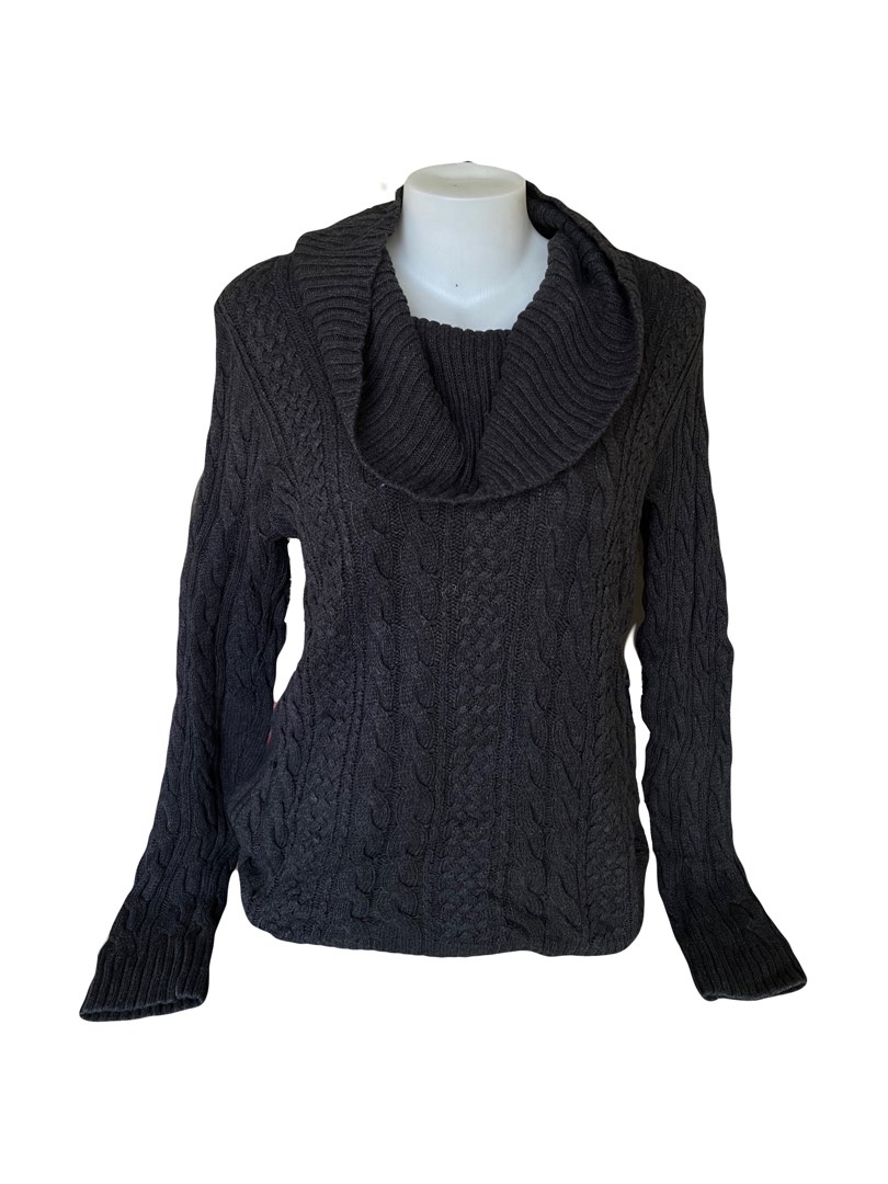 Pull Col Roulé Jeanne Pierre - Taille M, Gris Foncé, Coton, Occasion Très Bon état