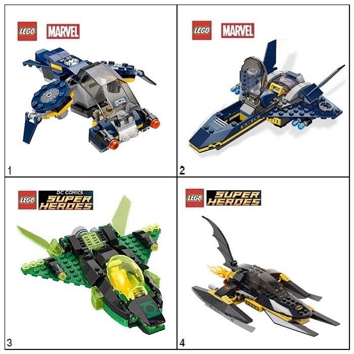 LEGO SUPER HEROES SHIELD Agent s Jet Flyer OR Hawkeye s Jet Fighter OR Green Lantern s Construct Spaceship OR Batman Batboat Bat Jetski ALL