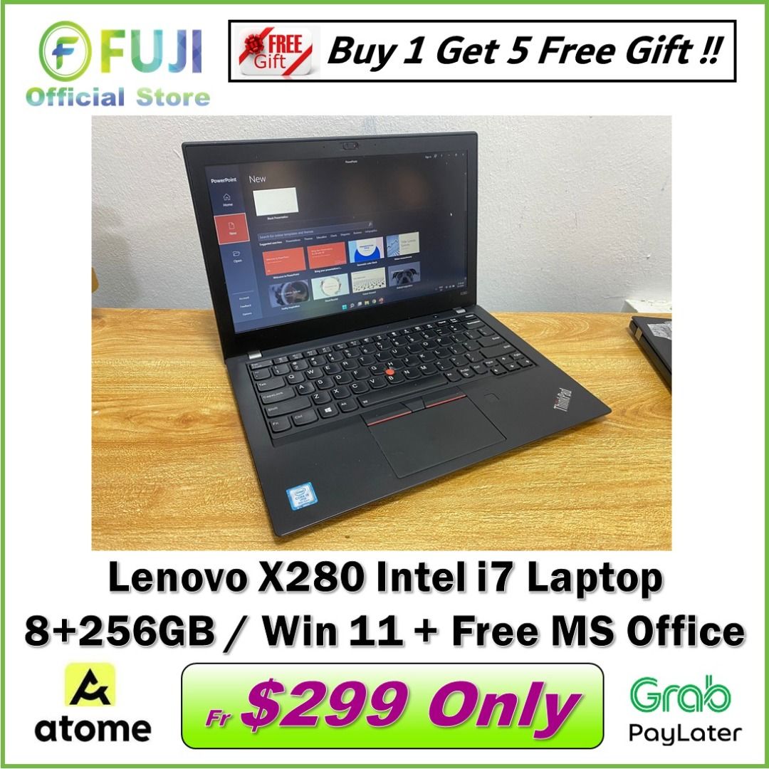 Lenovo Thinkpad X280 Intel i7 SSD Laptop Win 11 Free MS Office Like New 256GB 8GB RAM Ultra Slim Design Cheapest in SG