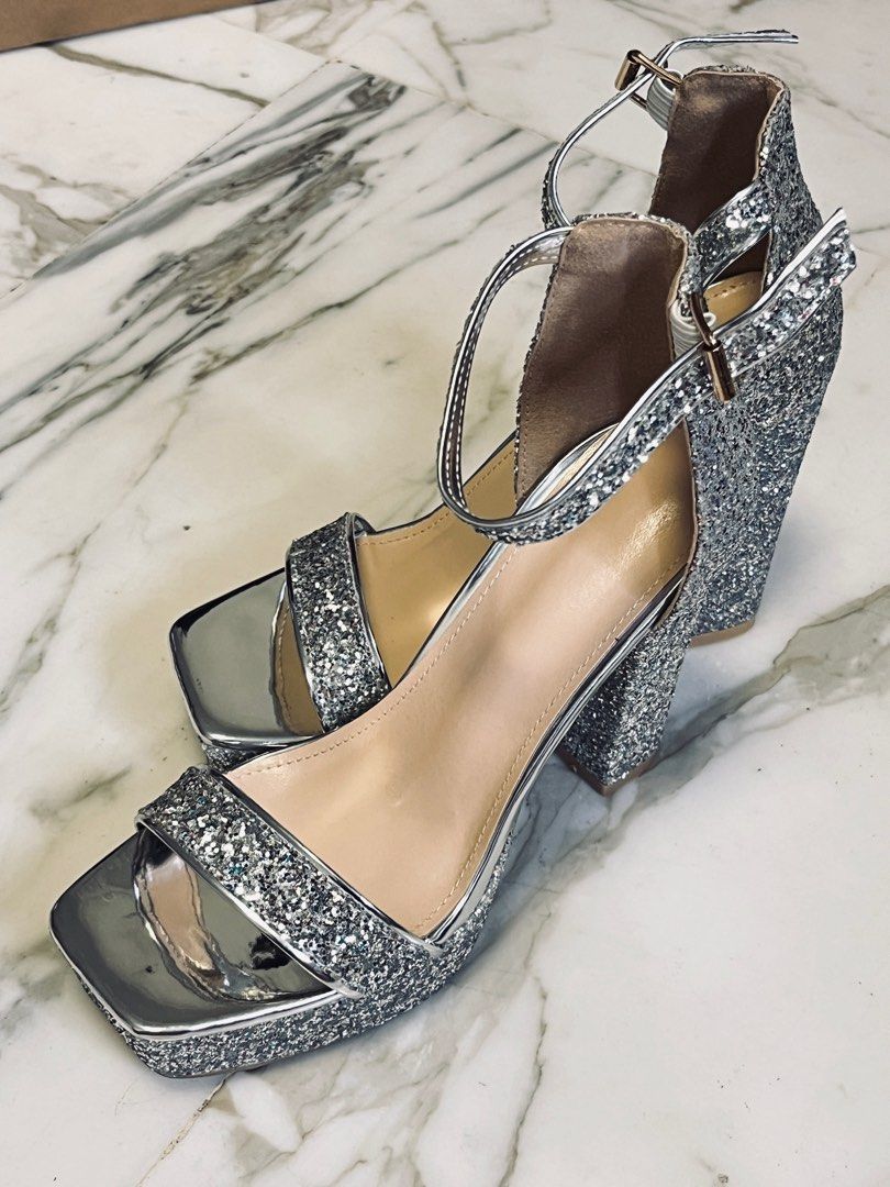 Glitter sandals cheap heels