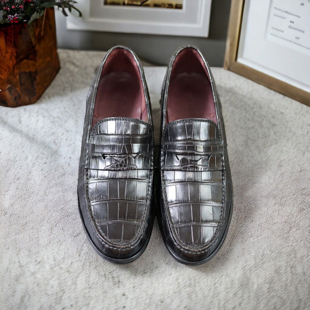 Mens crocodile penny loafers hotsell