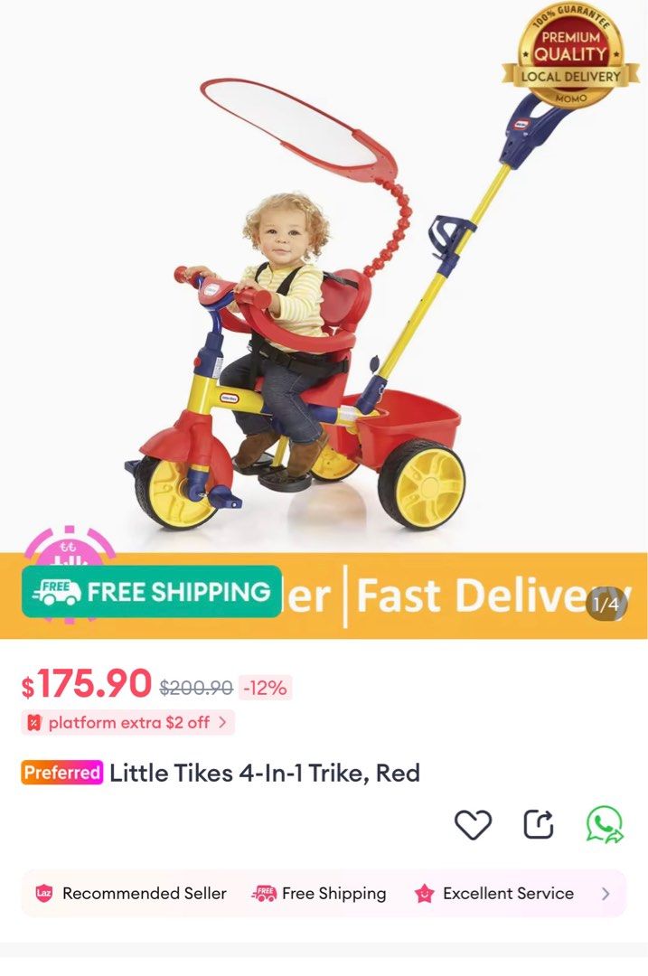 Little Tikes 4 in 1 trike tricycle red Babies Kids Going Out